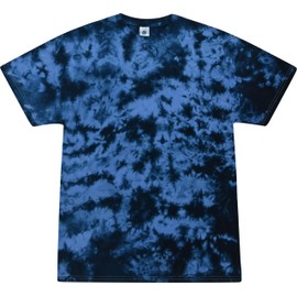 Colortone Crystal Wash Tie Dye T-Shirt for Men and Women, Crystal Navy & Columbia, Large