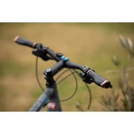 Gusti Phil A. Leather Handlebar Grip, Bicycle Grip, Black Leather Metal Ring, Rose