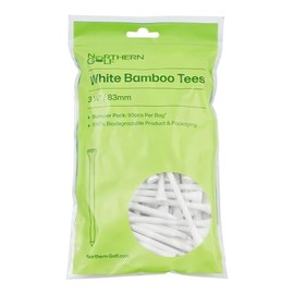 Northern Golf White Bamboo Golf Tees/BUMPER PACK/ 100% BIODEGRADABLE (3 1/4" / 83mm 90 Tees Per Pack)
