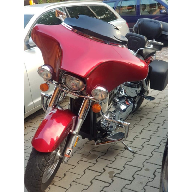 H RUO Black 6 inch Wave Windshield Windscreen for Harley
