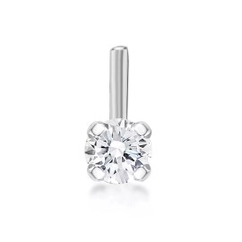 Unbranded 14K White Gold L Shape Nose Ring 22G VS2 Genuine Natural Diamond - 2.50 mm