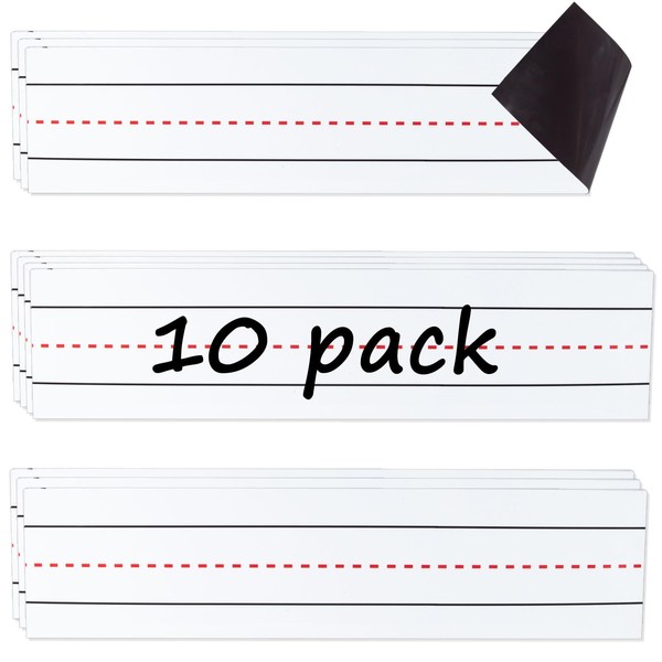 Dry Erasable Magnets Sentence Strips,Lined Erase Magnetic Tape 12x3 inches,10