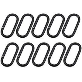10 Pcs Spring Snap Hooks, Small Carabiner Clips, Aluminum Alloy O-shaped Carabiner Keychain Hook Heavy Duty, Mountaineering Buckle for Outdoor, Fishing, Hiking, Traveling (Black)