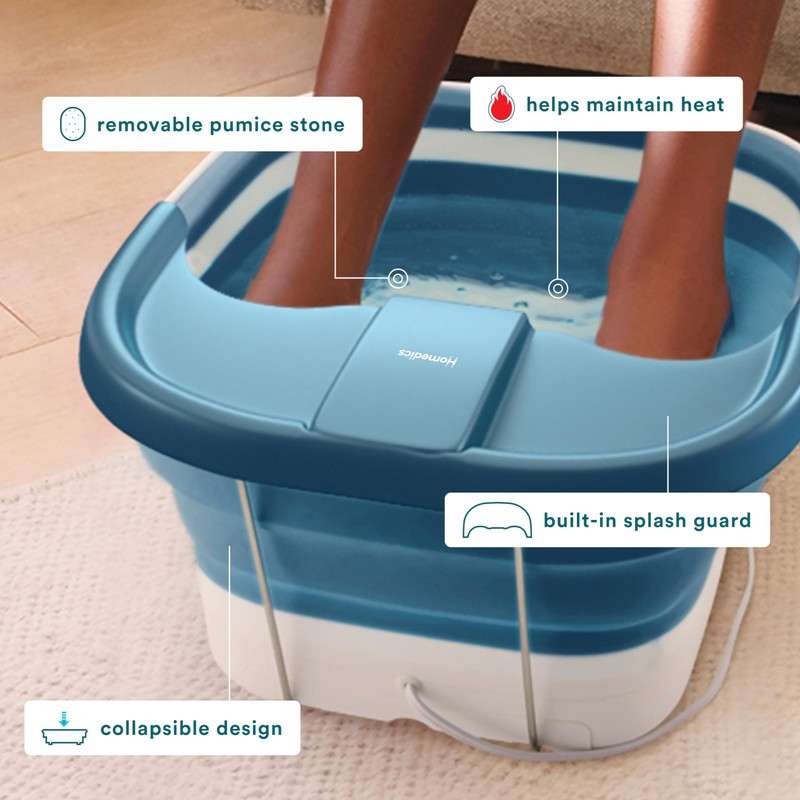 Homedics Smart Space Bubble Mate Collapsible Foot Spa, Heat-Maintaining, Bubble
