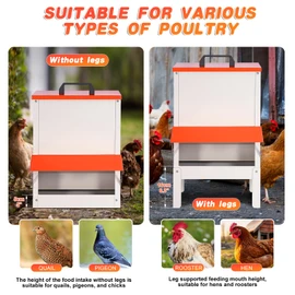 Automatic Chicken Feeders 30lb Metal Poultry Feeder no Waste Large Hanging Chicken Feeders Trough with Lid for Chickens Coop Quail Ducks Outside Galvanized Waterproof Chicken Feeder (30LB)