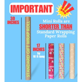 Classy Wino Funny Adult Wrapping Paper 17'' Mini Rolls | 'Happy Fcking Birthday' Pink Gold Foil & Kraft Designs | Premium Thick Gift Wrap, 42.5 Sq Ft Total | 3-Pack for Birthdays & Gag Gifts