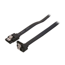 BIPRA SATA III (SATA 3) Cable Black with Locking Latch Straight to Right Angle 90 Degree | Serial ATA | 1,5GBs/3GBs/6GBs Compatible with Sata I and Sata II (45cm) (1pack)