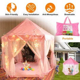 Girls Pink Princess Castle Tent – Kids Playhouse Indoor/Outdoor Play Tent Toy for Toddlers