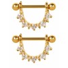 TheCheshireCat 24k Gold PLATED with Clear Cz Half Circle Nipple Shields (1 Pair) 14g B/5/5