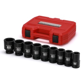 MIXPOWER 9PCS 1"Drive Impact Deep Socket Set, 6 Point, 1" - 2", CR-MO, SAE, Deep, 1" Dr. Deep Spindle Axle Nut Impact Socket Set