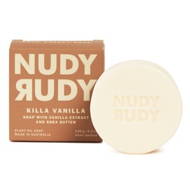 Nudy Rudy Killa Vanilla Soap Bar Puck, Made with Organic Shea Butter and Real Vanilla, Triple Milled Bar, No Harsh Ingredients, All Skin Types, 4.2 oz, Made in Australia