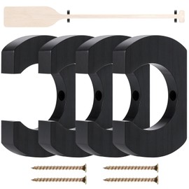 4 Pcs Kayak Paddle Holder, Kayak Oar Holder to Keeper Hanging Oar for Wall Decor, Paddle Storage Rack, Wooden Board Accessories for Sup Canoe Dragon Boat Paddles (Black)
