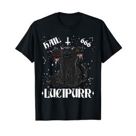 Lucipurr Hail Satan Occult Satanic Cat Cerberus Pentagram T-Shirt for Men Women