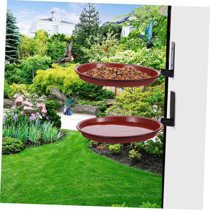 Yardwe 1 Set double layer hanging bird bath balcony bird
