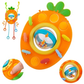 Starvortex Montessori Baby Toy, Sensory Toy for Baby from 6-12 Months, Motor Skills Toy from 6 Months for Early Childhood Education, Cute Carrot Shape Pull Toy