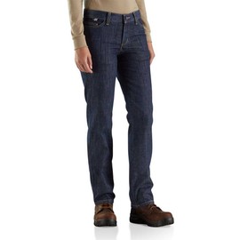 Carhartt Women's Flame Resistant Rugged Flex Loose Fit Jean, Premium Dark, 6