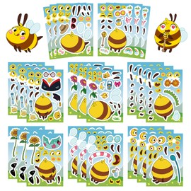 24Pcs Make a Face Bees Stickers,DIY Your Own Cute Bee Stickers, DIY Party Favor,Classroom Rewards, Teacher Reward,Gift for Kids