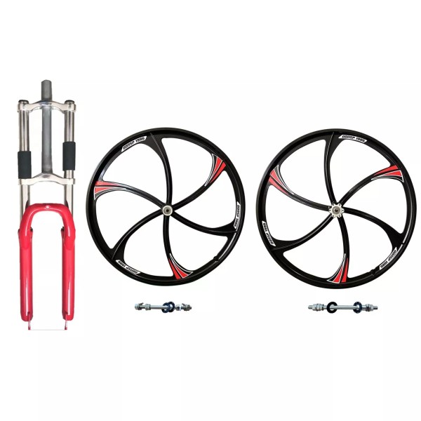 DONSP1986 26" Bike Suspension Red Fork, 1-1/8" Threadless w/ Mag/Spoke