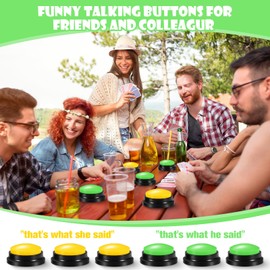 Yunsailing 12 Pack Game Show Buzzer Button Answer Buzzers Classroom Recordable Button for Classroom Team Family Game and Trivia Nights (Dark Yellow,Green)