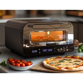 ADVWIN Upgrade Pizza Oven Indoor - Heats Up to 840℉, 1700W Versatile Electric Pizza Oven Countertop, 6 Touchscreen Presets, Stainless Steel Pizza Cooker, Pizza Stone and Peel Included