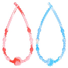 Teething Necklace for Baby, One-Piece Safety Design for Toddler, Chew Necklaces for Sensory Kids Adults with Autism, ADHD, Fidget, Biting, Anxiety - Flower Jewelry Chewelry Toys for Teething Relief