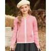 GRACE KARIN Pink Girls Cardigan Knit Zip Up Sweater with
