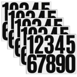 Yuomeaz 3 in Black Number Stickers, 5 Sheets Vinyl Waterproof Mailbox Numbers, 0-9 Stick on Door Numbers Self Adhesive for Signs, House, Address, Outside, Bins