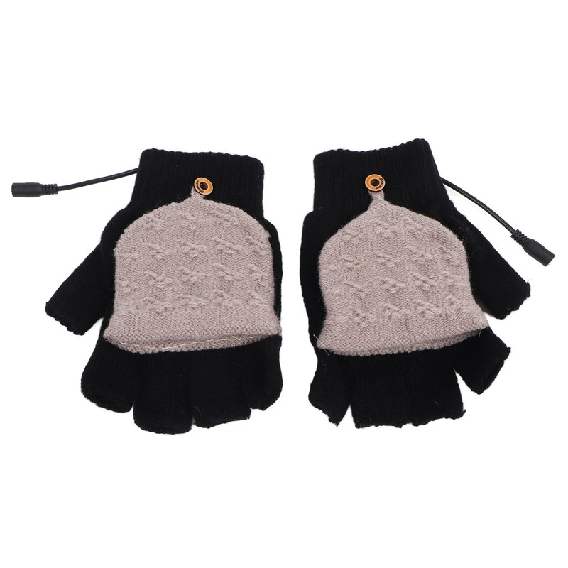 Heated Gloves Fingerless Full Finger Adjustable 3 Gear Black Hand