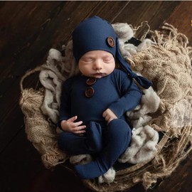 Besutana Newborn Photography Props Baby Boys Girls Outfits Long Tail Hat and Costume Romper Photoshoot Costume Set