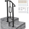 LMRSTOO Black Outdoor Handrails - Heavy Duty Double Post Railing