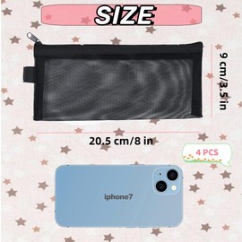 Mesh Zipper Pen Pouch Nylon Pencil Storage Bag, 4Pcs Black Mesh Pencil Case Nylon Pencil Storage Pouches, Mesh Pencil Case Zipper Pen Bag, Mesh Zipper Pen Pouch Nylon Pencil Storage Pouch Makeup Bag