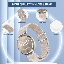 YealRed Nylon Bracelet for Garmin Lily 2, Magnetic Buckle Replacement Bands, Braided Men Women Replacement Strap Watch Strap Compatible with Garmin Lily 2 (Starlight)