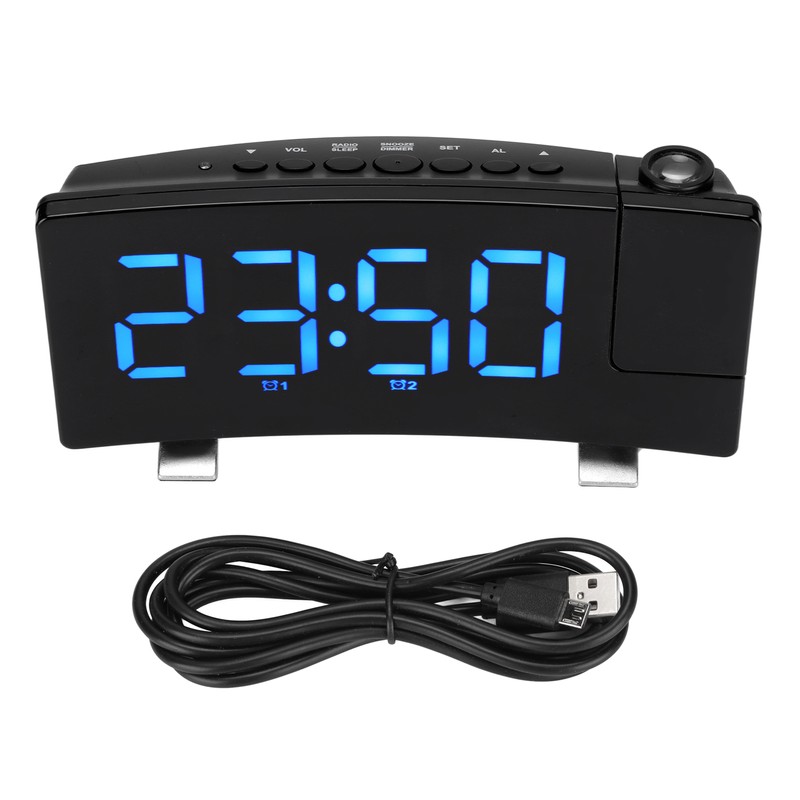Digital Alarm Clock 180° Projection On Ceiling Wall USB Powered