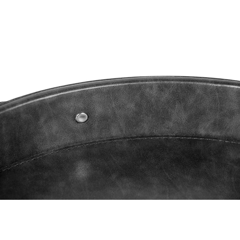 HofferRuffer Top Nocth PU Leather Round Serving Tray, Decorative Serving