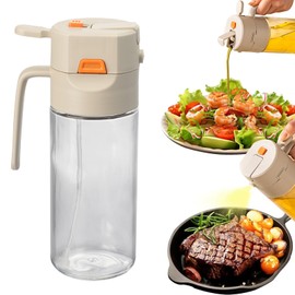 MDZF SWEET HOME Oil Sprayer for Cooking 2 in 1, 21oz/600ml Glass Olive Oil Dispenser Bottle, Precision Spray & Food-Grade Oil Mister for Air Fryer, BBQ, Salad (White)