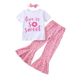 Eadrioss Toddler Girl Birthday Outfit - Cocomelon Bell Bottom Pants & Shirt