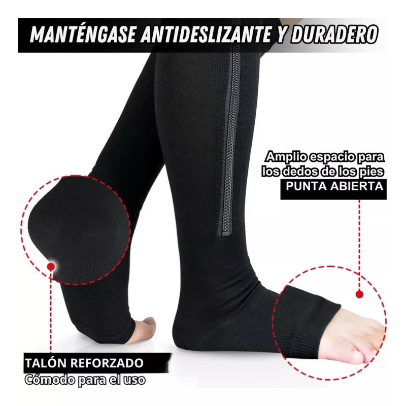 Calcetas Medias De Compresion Con Cierre Varices Trombosis