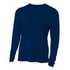 A4 Mens Cooling Performance Long Sleeve Crew, Large, Navy
