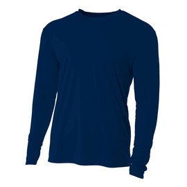 A4 Mens Cooling Performance Long Sleeve Crew, Large, Navy