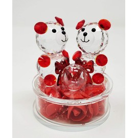 Teddy Bear Couple Glass Crystal Ornament - Red Colour HG19077 (Teddy Red)