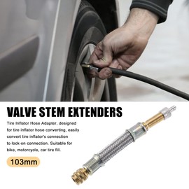 X AUTOHAUX 103mm 4.06'' Tire Valve Stem Extension Inflator Extender Hose Universal Fit for Car Motorcycle Bicycle
