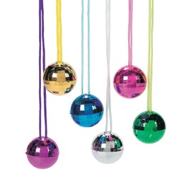 Fun Express DISCO BALL NECKLACE ASSORTMENT - Jewelry - VBS Vacation Bible School Supplies/Decor - 12 Pieces