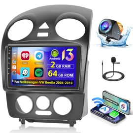 [2+64G] Hikity Android 13 Car Stereo for Volkswagen VW Beetle 2004 2005 2006 2007 2008 2009 2010, Wireless CarPlay Android Auto, 9'' Touch Screen Car Radio GPS WiFi Bluetooth SWC Backup Cam