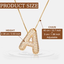 Bubble Letter Necklace for Women, Golden Diamond Letter Initial Necklace Zircon Alphabet Necklace Crystal Bubble Necklace Pendant Name Jewelry for Girls, Teens (A)