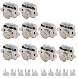 MTSmart RV Cabinet Locks, ABS Push Button Cabinet Latch for RV Motorhome Camper Truck Caravan Van Yacht Boat Marine, Camper Cupboard Knob RV Cabinet Latches (10 PC Pearl Nickel)