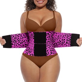 FeelinGirl Waist Trainer Neoprene Perspiring Workout Corset Trimmer Belt for Women Belly Band Body Shaper Rose Leopard S