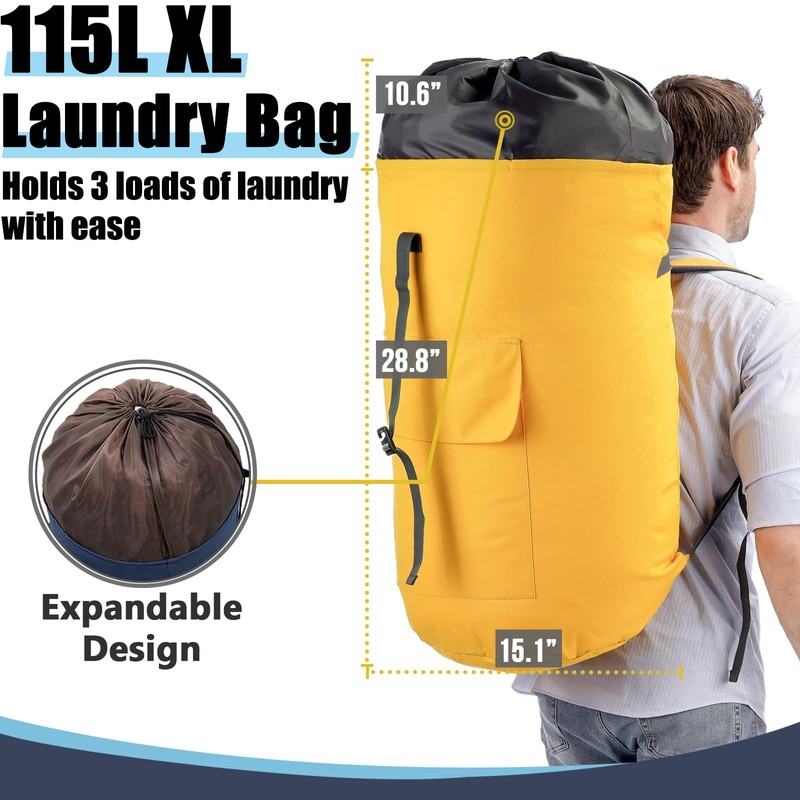 Laundry Bag Extra Large Heavy Duty, College Laundry Backpack with