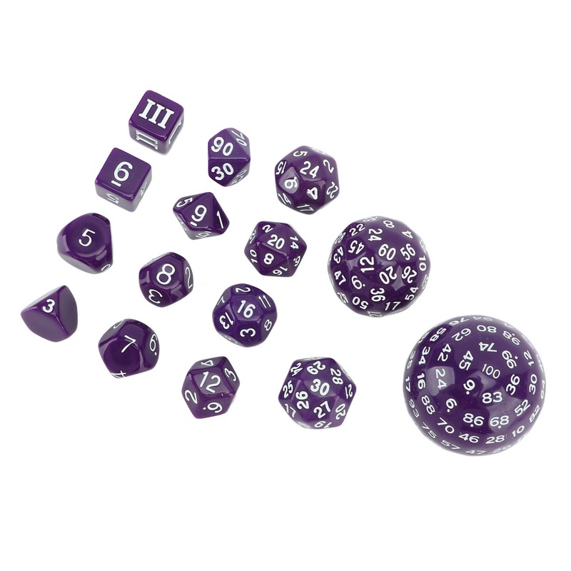 15pcs Polyhedral Dice Set 3 to 100 Sides Complete Polyhedral