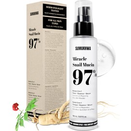 Mucin Caracol 97  Esencia de Ginseng 5.07 Fl.Oz 150Ml, Suero Hidratante y Tónico Con Caracol y 8 Ácido Hialurónico, Hidratante Facial para Piel Seca, 