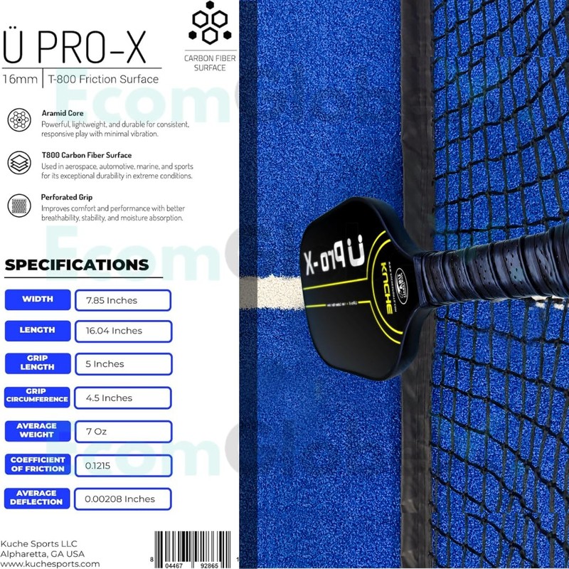 Kuche U PRO-X | T-800 Carbon Fiber Pickleball Paddle -